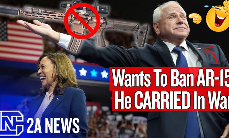 Kamala Harris VP Tim Walz Says To Ban AR-15s Because He Carried Them In War