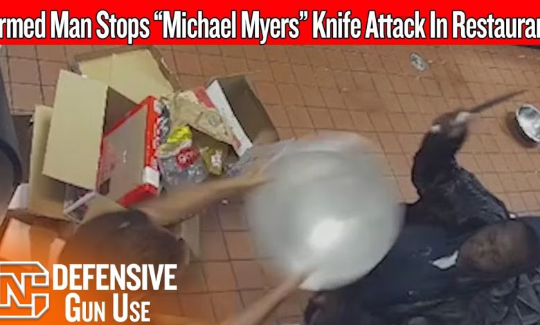 Armed Civilian Stops “Michael Myers” Knife Attack In Restaurant